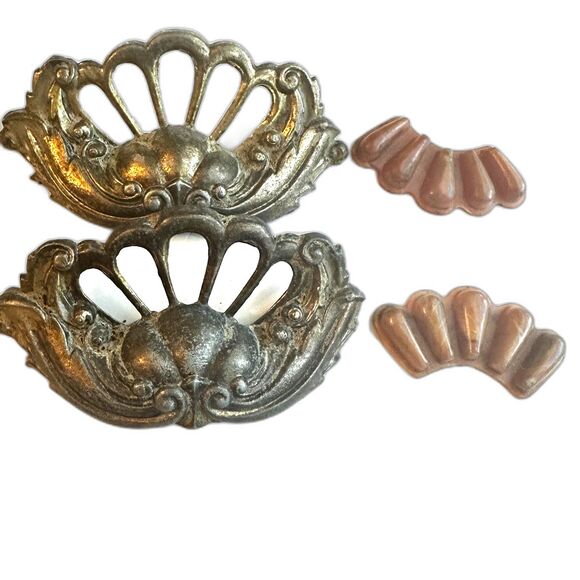 Art Nouveau Bakelite and Brass Pulls - Set of 2 - 4" Center to Center - Picture 4 of 5